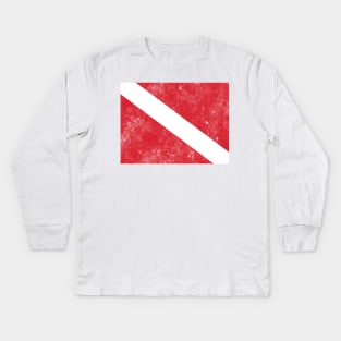 Grunge Scuba Diving Flag Kids Long Sleeve T-Shirt